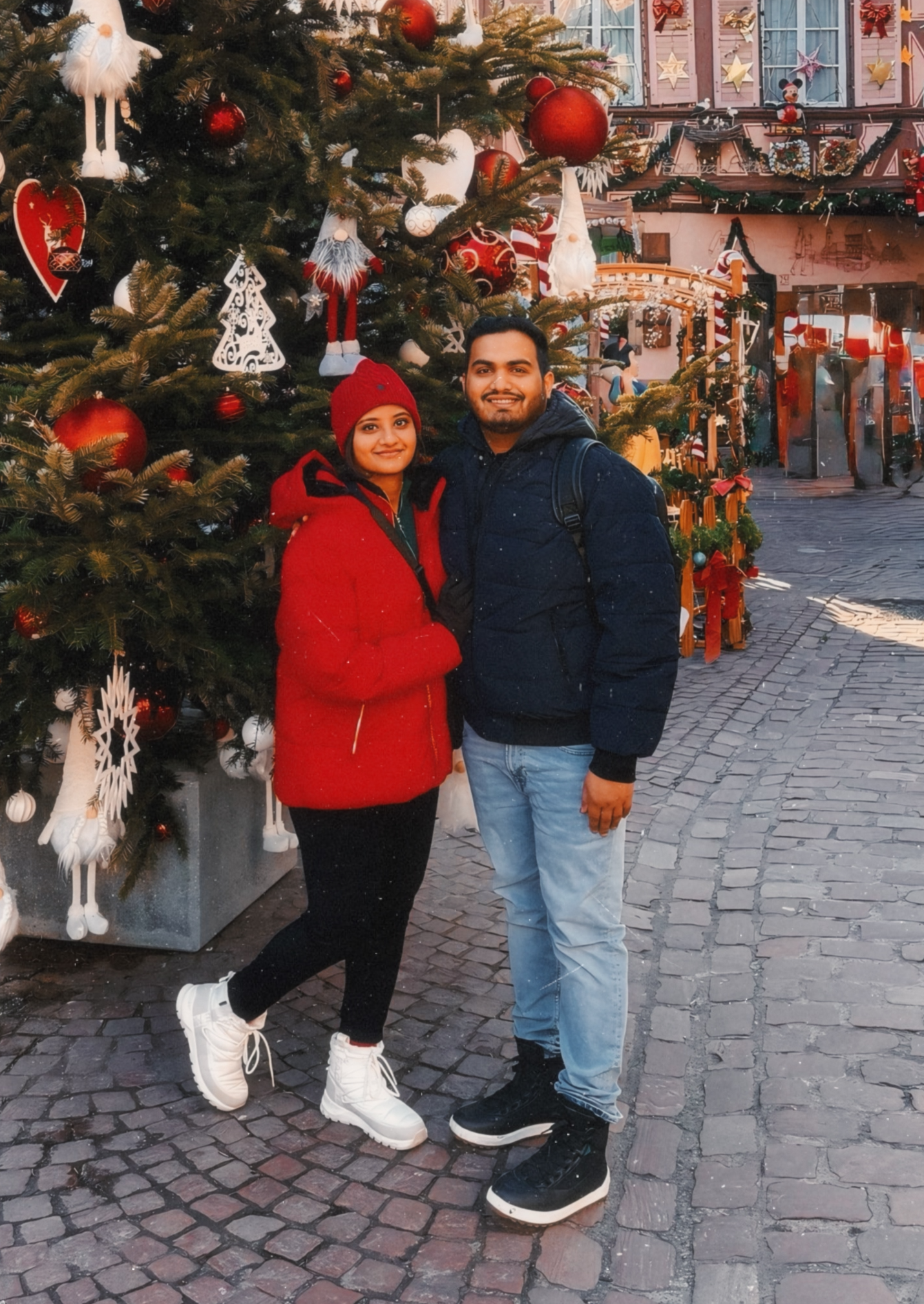 The HoloHoloDuo - Nivina and Jithin at a Christmas market in Colmar, France.